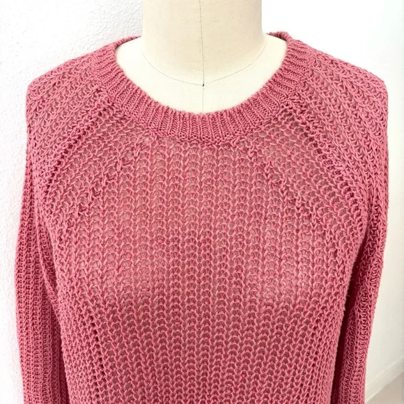 J.Crew Linen Beach Sweater NWT Dusty Rose Ribbed Oversized Relaxed-fit L - Picture 2 of 6